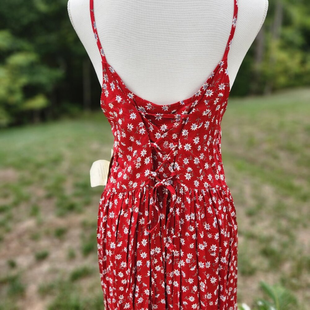 Authentic Vintage 90's Corset Back Prairie floral farmgirl dress Phoebe Friends - Picture 4 of 6